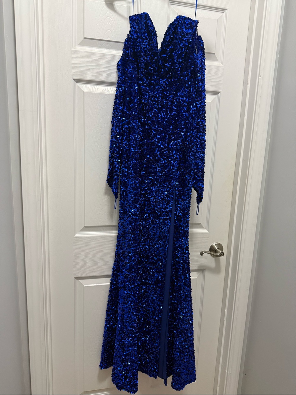 **NWT**Royal Blue Strapless Sequin Evening Gown